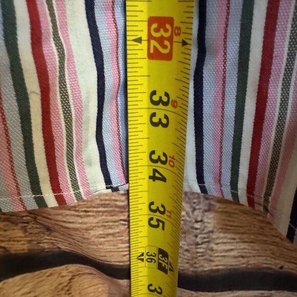 Thomas Dean Men's XXL Multicolor Striped Button Up Shirt Long Sleeve Flip Cuff - Picture 6 of 7